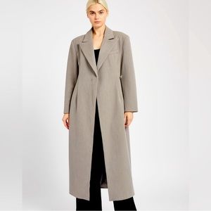 Asymmetric Tailored Longline Coat - Charcoal